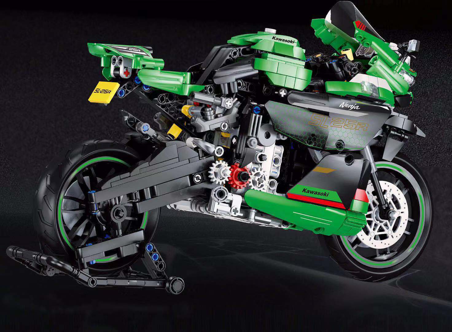 兼容乐高川崎h2r摩托赛车模型小颗粒积木moc科技件拼装玩具男跨境