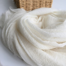 2023冬季米白色羊毛围巾高品质轻薄羊毛丝巾植物染蓝染草木染专用