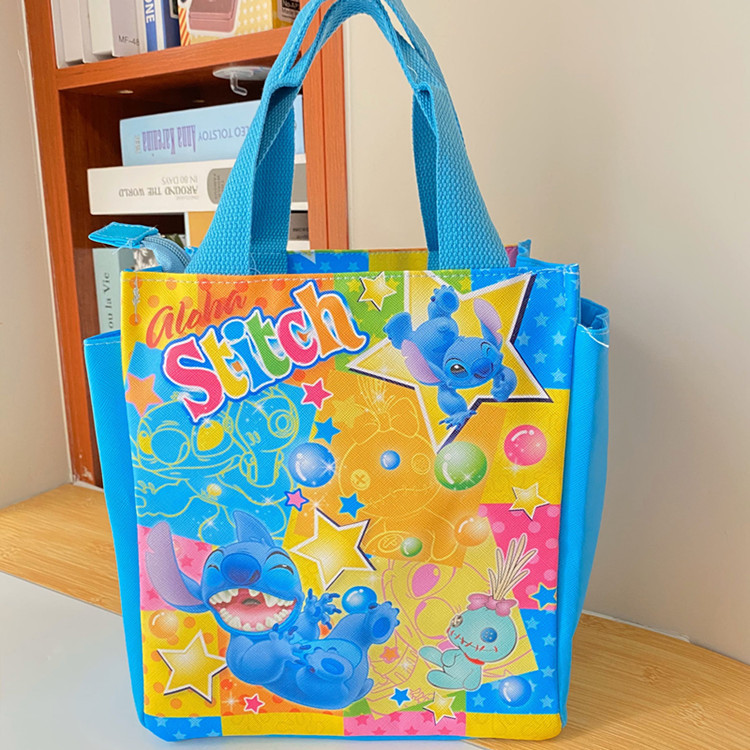 角落生物墙角生物炸虾手提便当包妈咪包卡通双面图案格防水饭盒袋