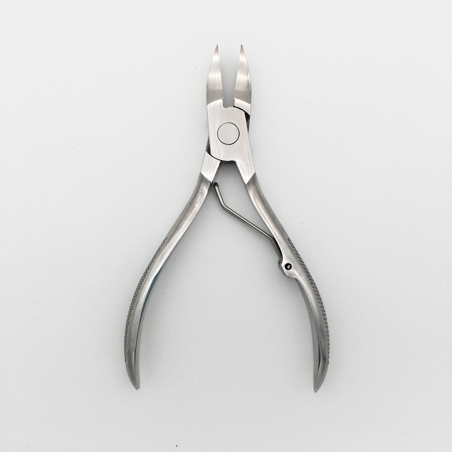 美甲银色格纹单弹簧鹰嘴钳 不锈钢甲沟嵌甲钳 迷你修甲剪指甲剪