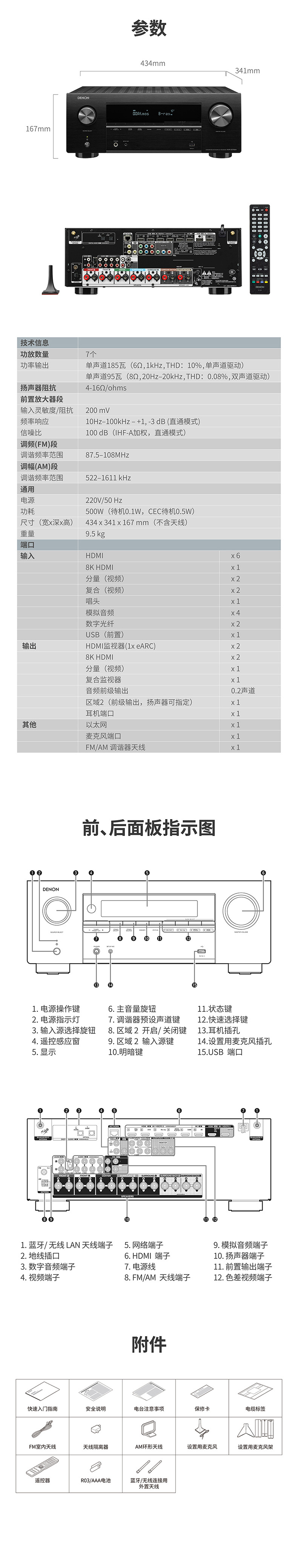 天龙2807功放参数图片