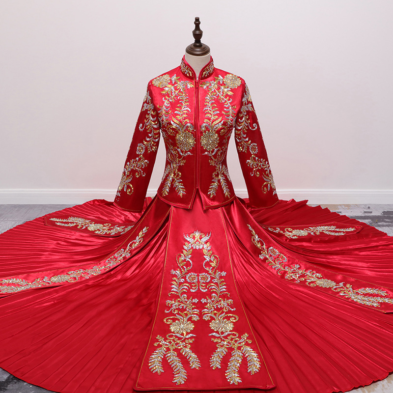 秀禾服新娘2020新款中式结婚礼服冬季龙凤褂女显瘦婚纱敬酒服秀禾