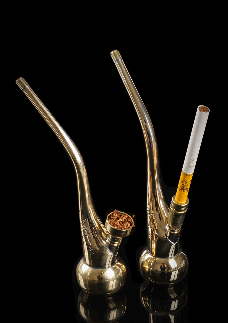 金泰铜烟斗水烟袋 复古水烟斗老式水烟壶水烟筒卷烟烟丝两用烟斗