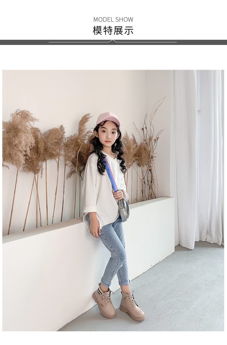 女童马丁靴儿童英伦靴子春秋单靴时尚童靴公主童鞋黑色