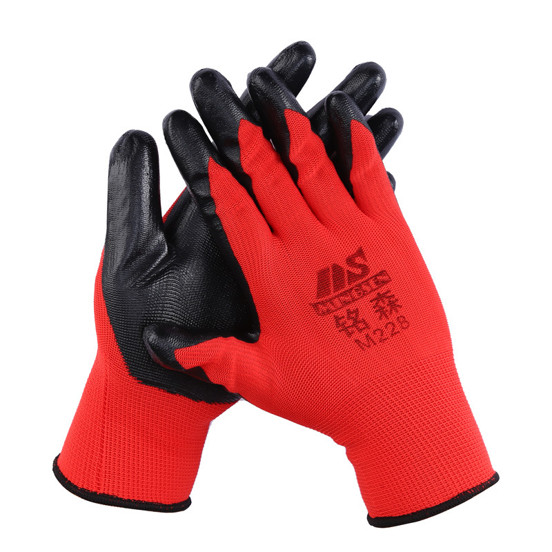 铭森丁腈乳胶防护手套工作男工地干活浸胶带胶劳动橡胶丁晴手套