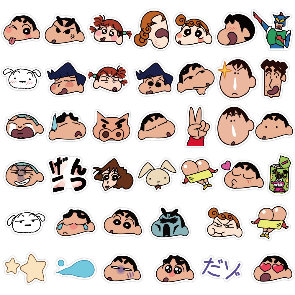 40张蜡笔小新贴纸 可爱日本动漫卡通手账素材 文具手机壳手帐贴纸