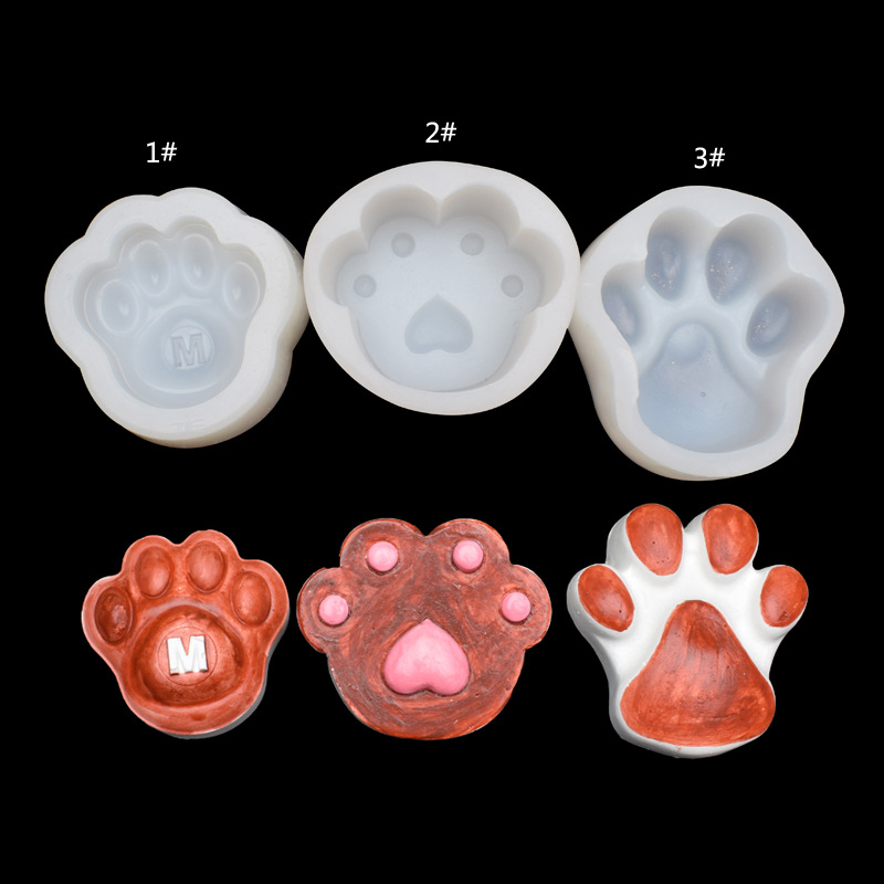 xiqu矽趣 3款猫爪动物硅胶模具 布丁翻糖diy车载装饰肥皂蜡烛模