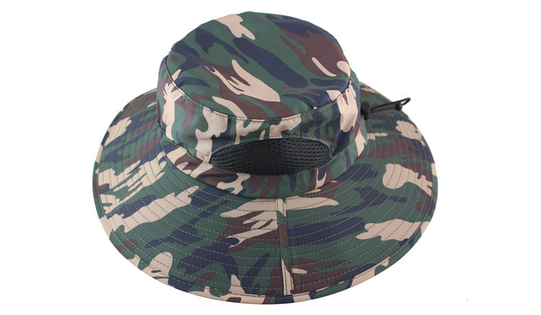 新款春夏季男士防水迷彩渔夫帽户外防晒太阳帽百搭登山帽速干帽子