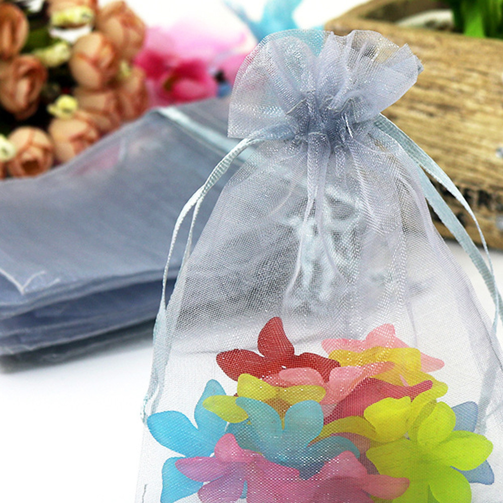 欧根纱素色纱袋雪纱束口珍珠饰品礼品包装网袋 7*9cm喜糖袋代发