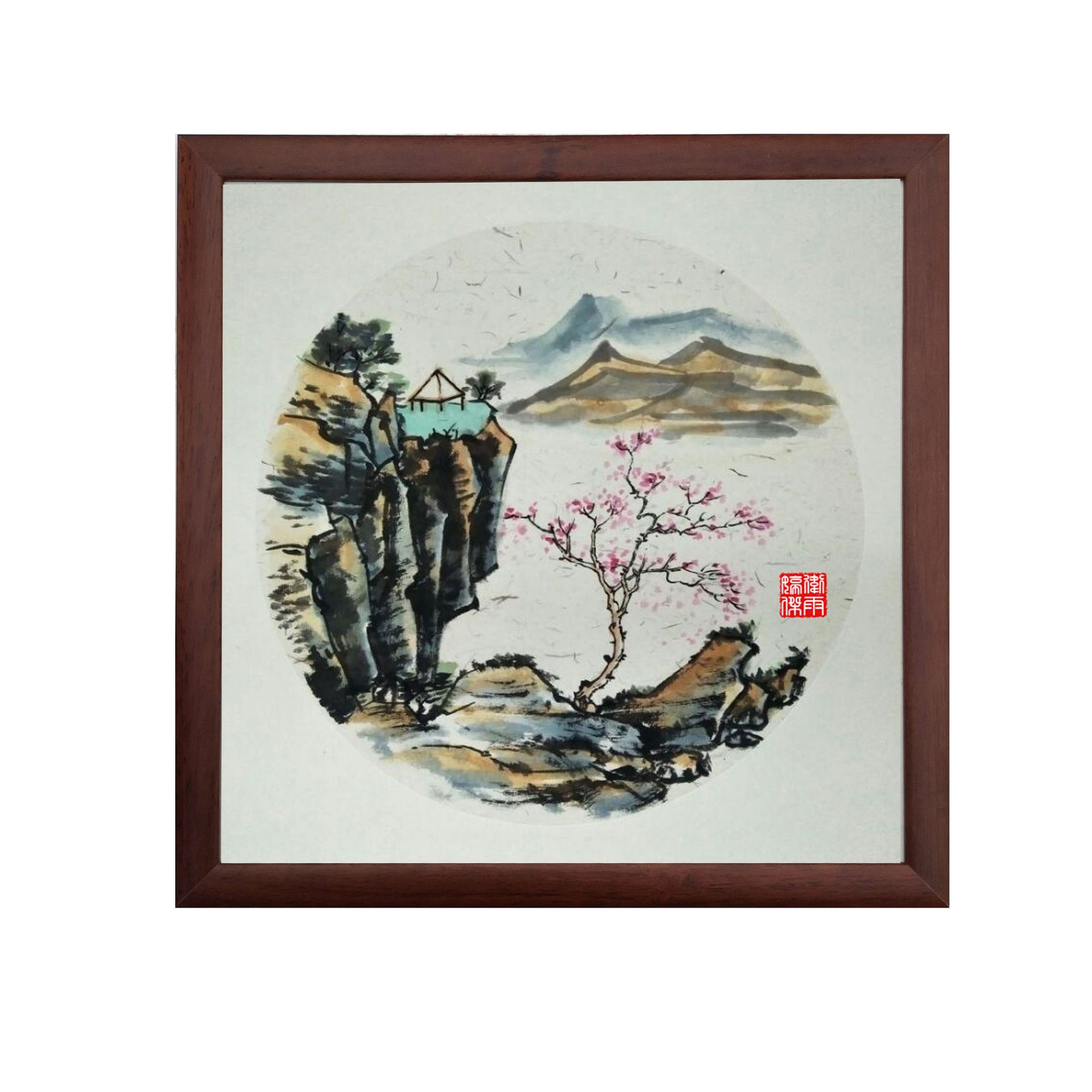 5cm实木扇面装裱画框宣纸卡纸字画国画书法裱框相框长方型