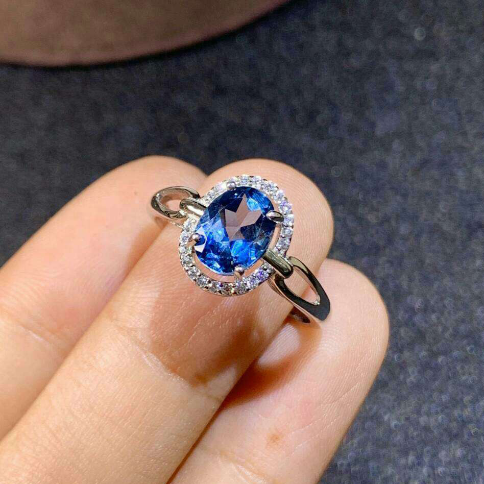 新品气质时尚椭圆形仿真海蓝托帕石彩宝爱心开口戒指女 网红直播