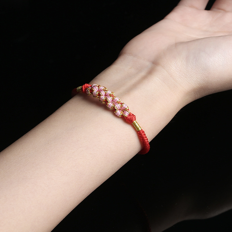 桃花节编绳手链手工编织桃花编织手绳材料包桃花结手链绳子