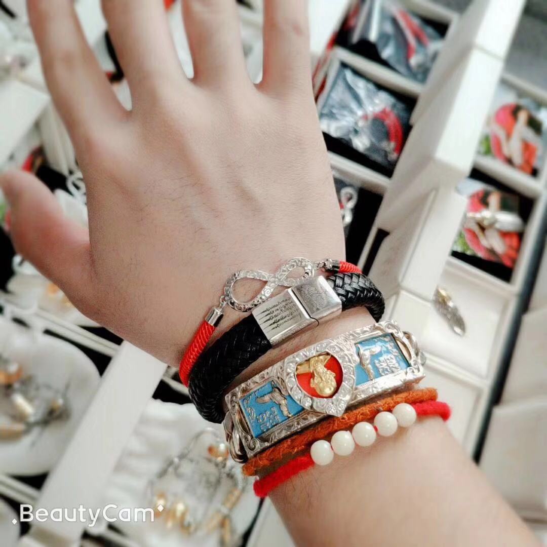 泰国原庙 阿赞力矿神牛莲花五条经文手镯 招财转运人缘手链