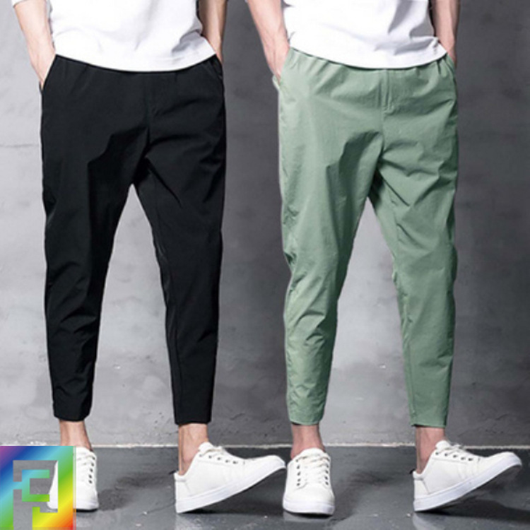 Spring and Summer Stretch Casual Pants Men's Ankle Length Pants Student Korean Style Loose Harem Pants Skinny Black Thin Ankle Banded Pants