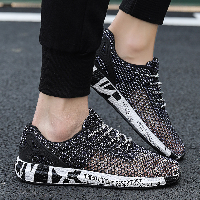 跨境夏季休闲网鞋男韩版薄款跑步鞋大网眼鞋子镂空大码男鞋网面鞋