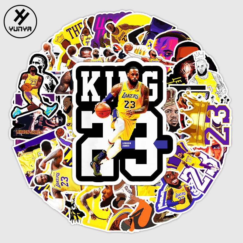50张nba球星詹姆斯卡通贴纸笔记本电脑行李箱汽车防水装饰贴纸