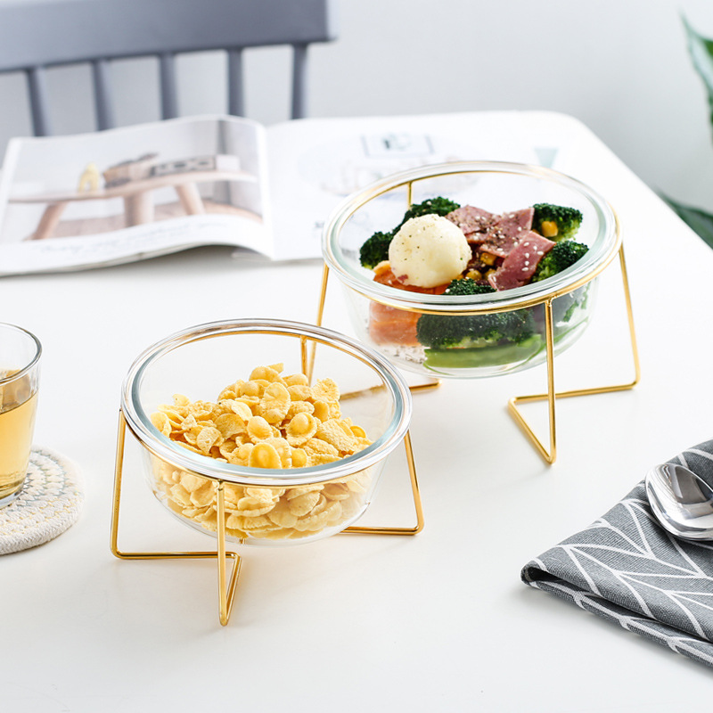 Nordic Creative Household Glass Tableware Noodle Bowl Fruit Snacks Dessert Salad Bowl Pet Bowl Cat Food Bowl Dog Bowl