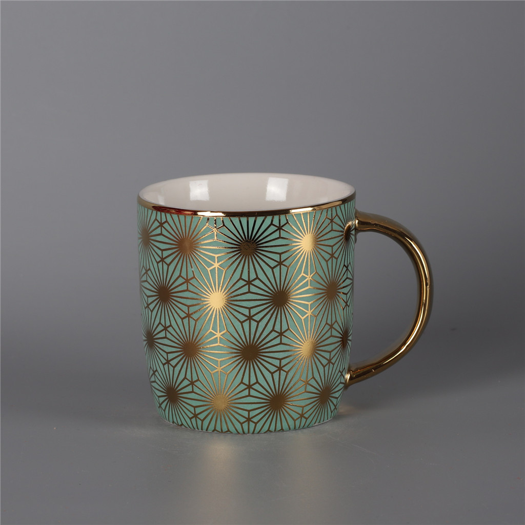 外贸原单品质咖啡杯满花金花纸电镀陶瓷国际杯