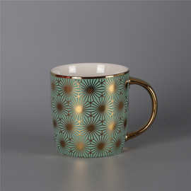 外贸原单品质咖啡杯满花金花纸电镀陶瓷国际杯