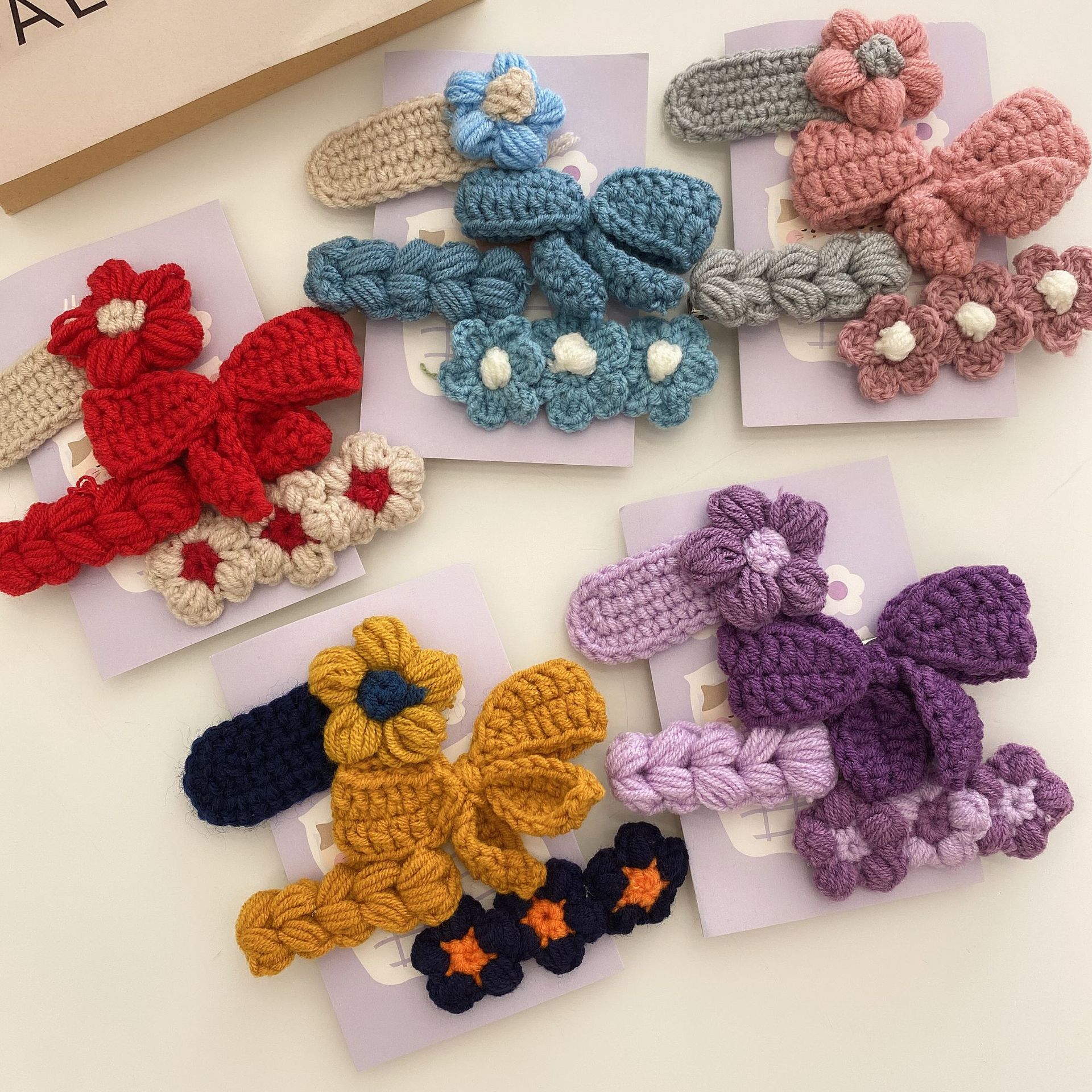 钩针毛线编织发夹diy手工制作水滴夹发卡bb夹发饰品