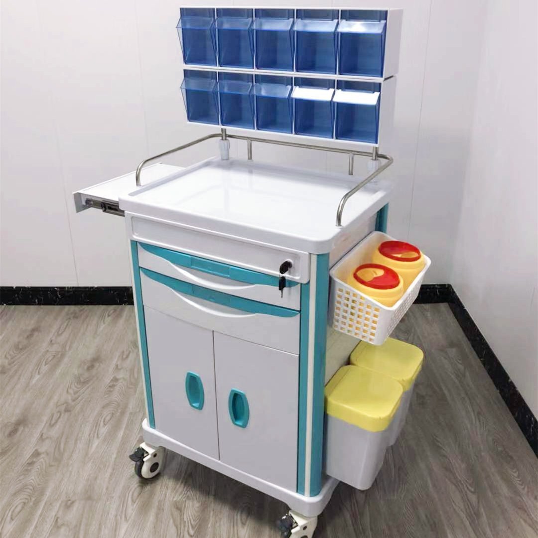 多功能豪华抢救车手推车abs材料输液车静音轮麻醉盒护理车