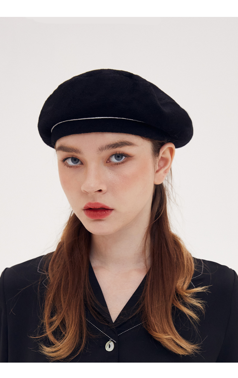 贝雷帽秋冬新品女英伦复古帽日系蓓蕾帽子羊毛画家帽子贝雷帽批发采购