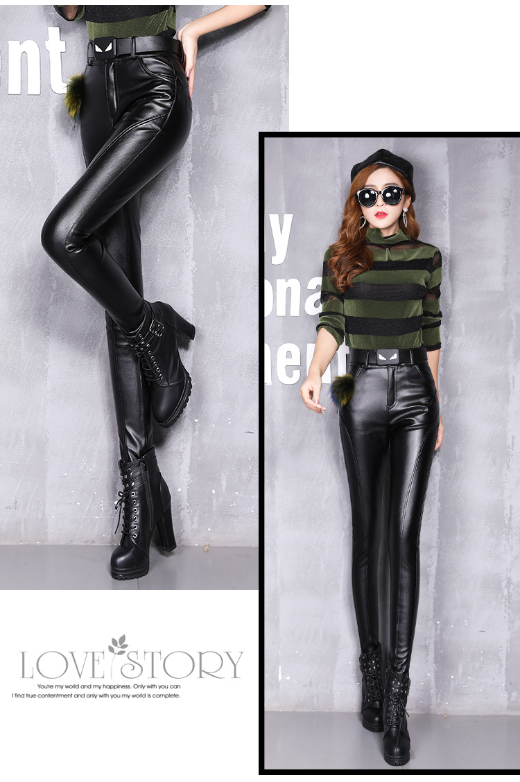 加绒皮裤女2020新款潮哑光高腰显瘦加厚秋冬pu皮紧身打底裤