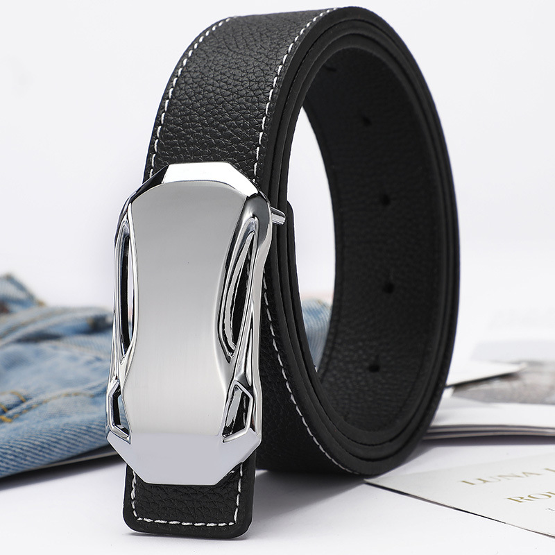 Solid Color Belt Men‘s Smooth Buckle Fashion Korean Style Fashion Style Business Belt Simple All-Matching Jeans Casual Belt