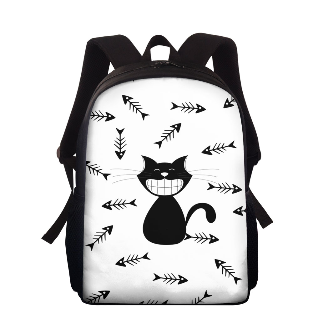 一件代发热卖双肩包图案定制碎花卡通猫印花中小学生书包儿童背包