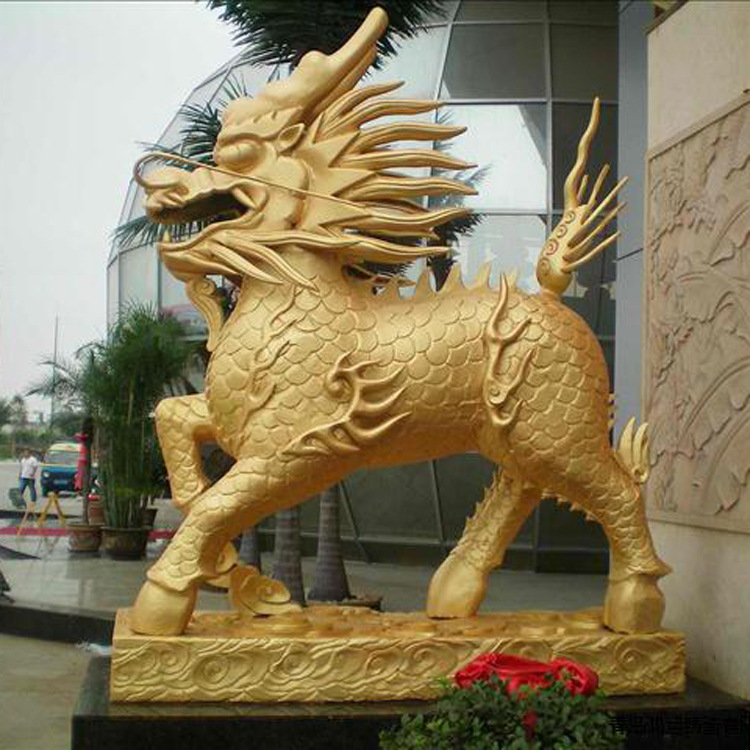 麒麟 麒麟铜雕,古代神兽雕塑 晚霞红石雕麒麟