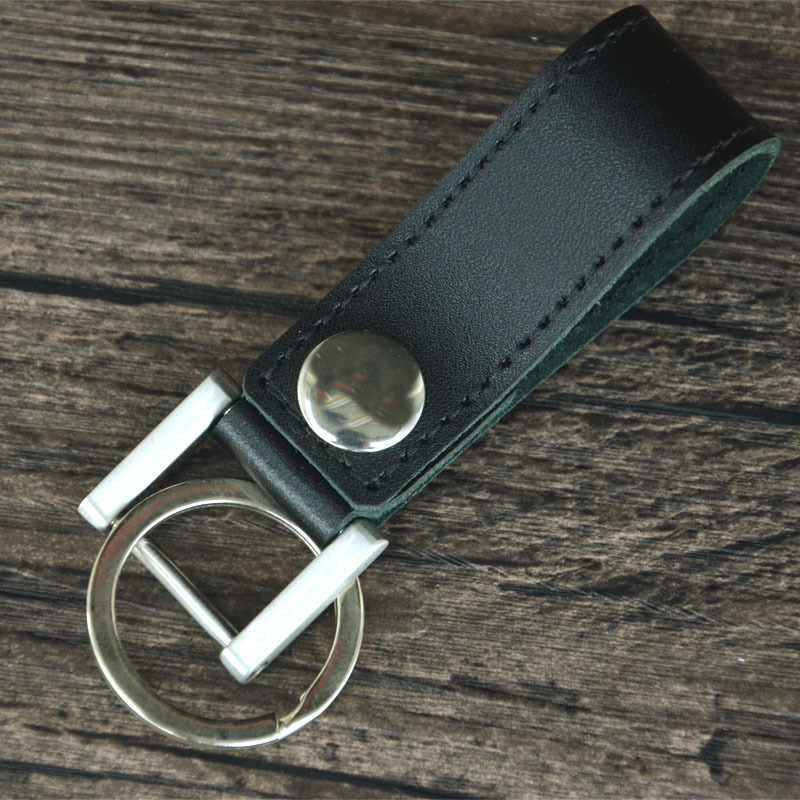 跨境牛皮钥匙扣男简约暗扣锁匙扣商务风皮带汽车钥匙扣可加logo