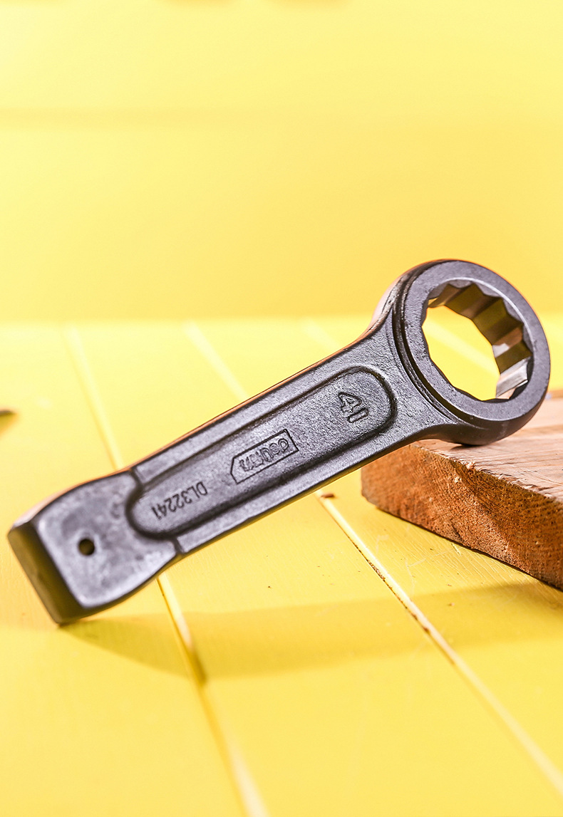 得力工具五金敲击梅花扳手单头套筒防锈扳子呆头黑化扳手dl32241