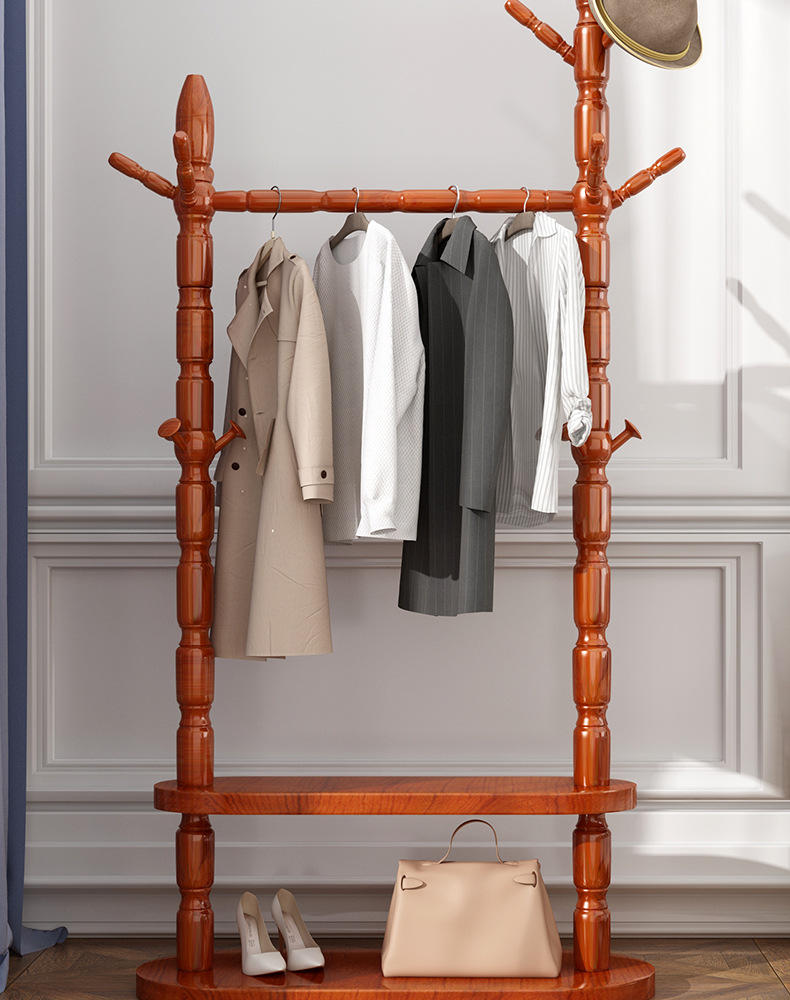 实木衣帽架落地卧室内挂衣架客厅简约现代置物架门厅欧式衣服架子