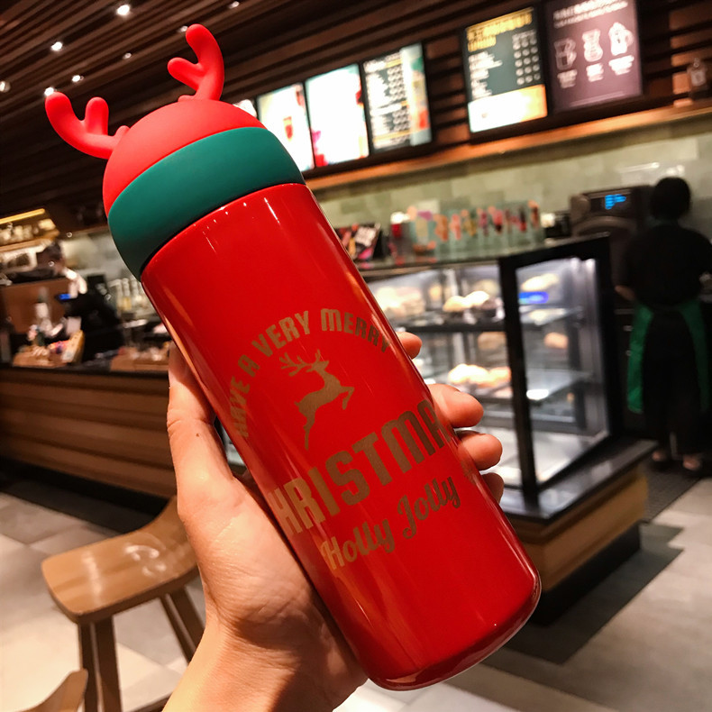 Christmas Gift Children's Thermos Mug Ins Cute Elk Cartoon Water Cup Fashion Creative Portable Gift Cup