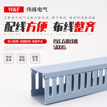 供应50x45蓝色阻燃配电柜塑料线槽 方形行线槽 绝缘明装压线槽