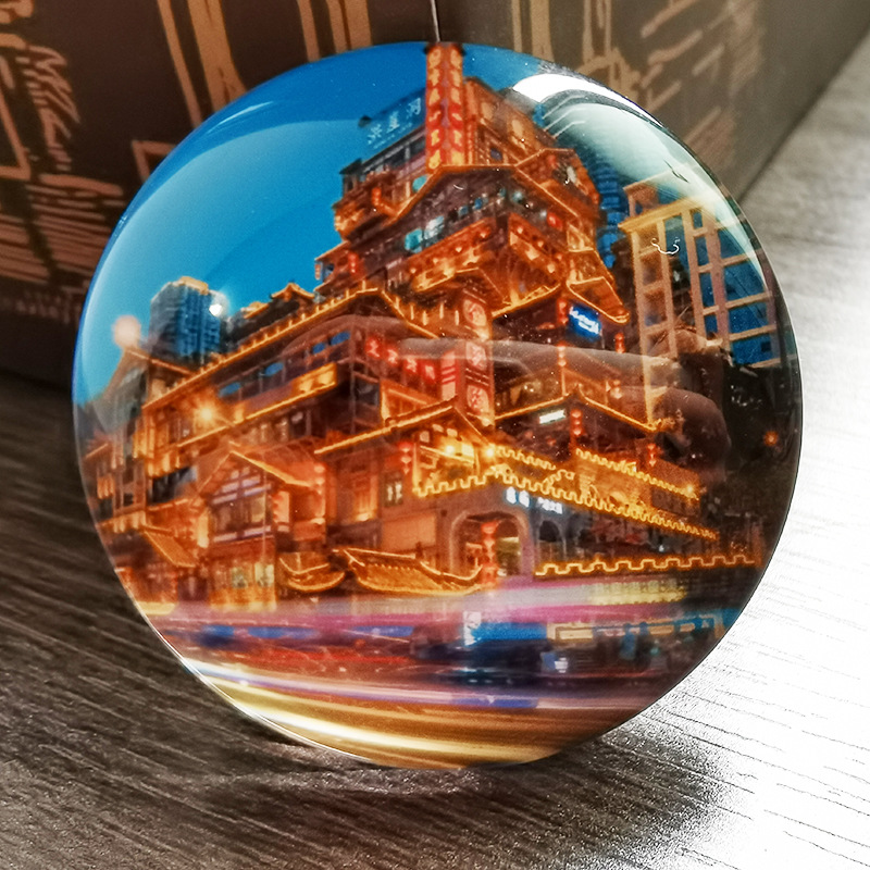 重庆玻璃水晶冰箱贴旅游纪念品伴手礼物精美文创磁器口洪崖洞景区