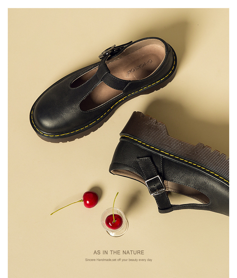 女厚底单鞋_1486青婉田玛丽珍鞋女复古一字扣丁字鞋女