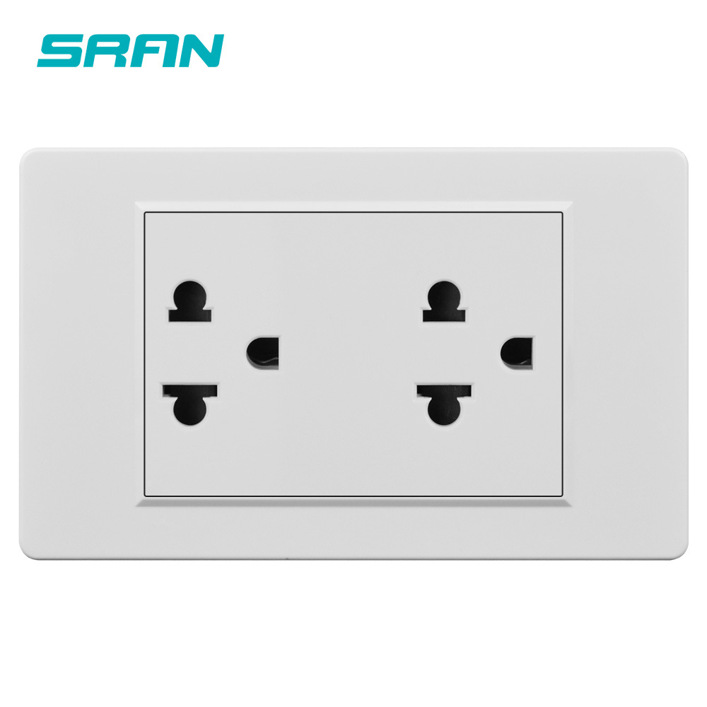 118型15a尚然泰式白色二位六孔常规泰式双联电源墙壁插座pc面板