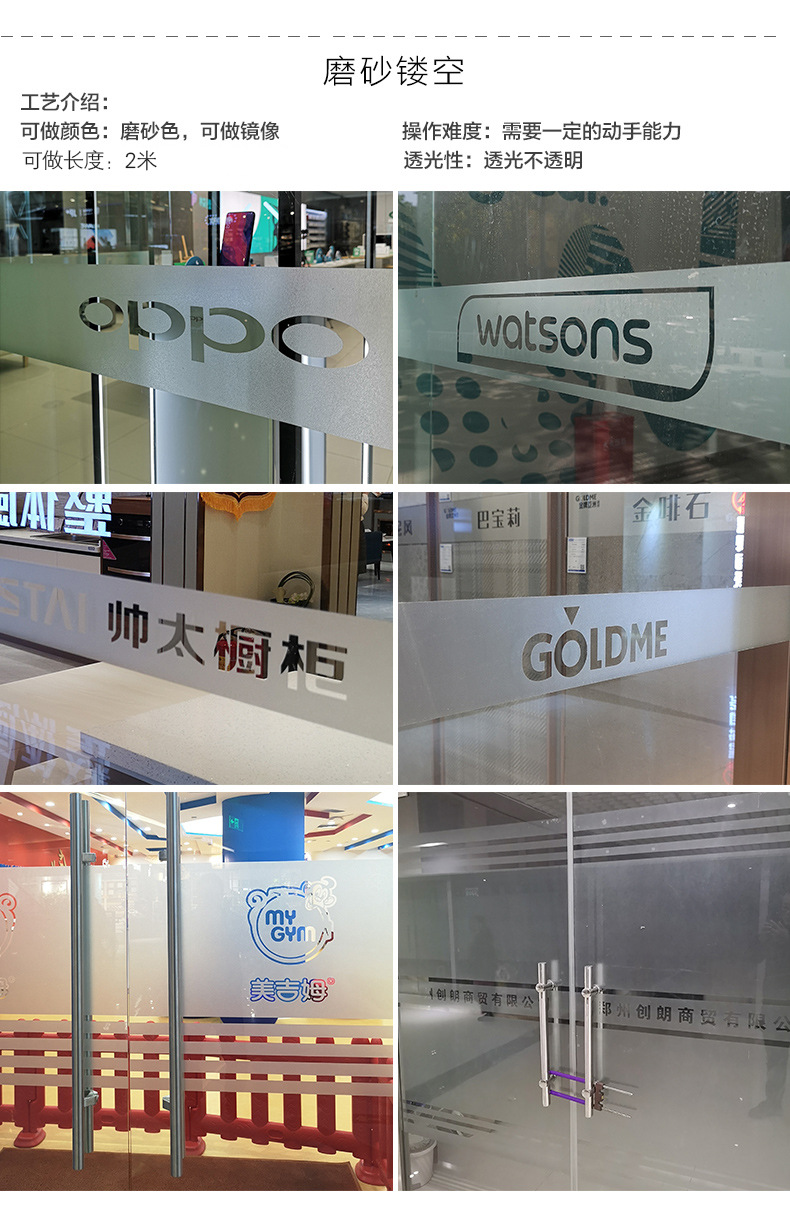 玻璃门腰线磨砂玻璃贴纸防撞条办公室公司装饰磨砂玻璃贴膜窗贴