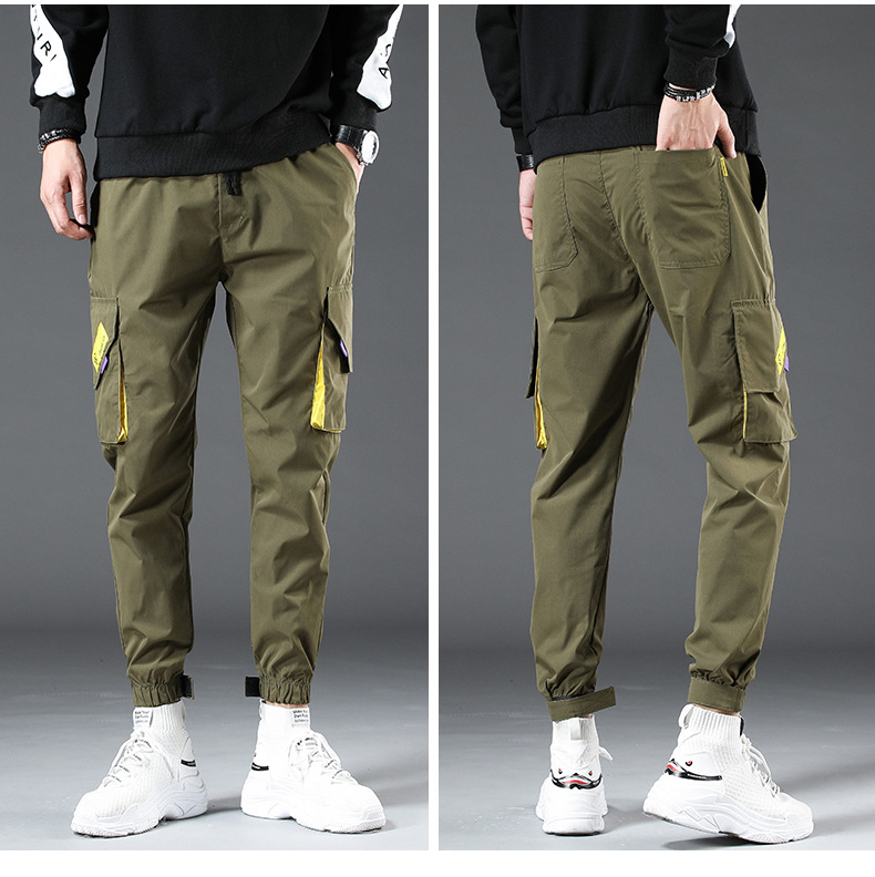 青少年工装裤男宽松束脚裤修身小脚哈伦运动裤一件代发