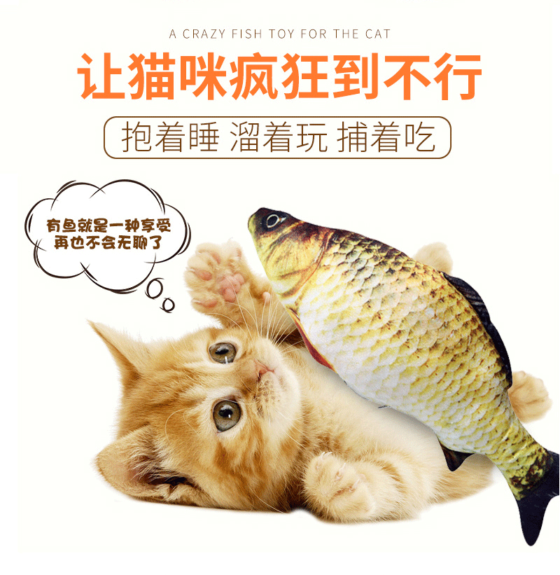 网红爆款电动鱼仿真鱼逗猫会跳动的鱼逗猫宠物玩具usb充电网红鱼