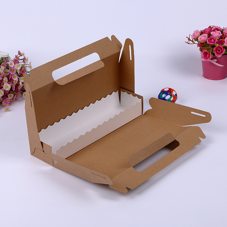 手提式食品纸盒蛋糕包装牛皮打包盒烘焙卷慕斯西点巧克力盒可定制