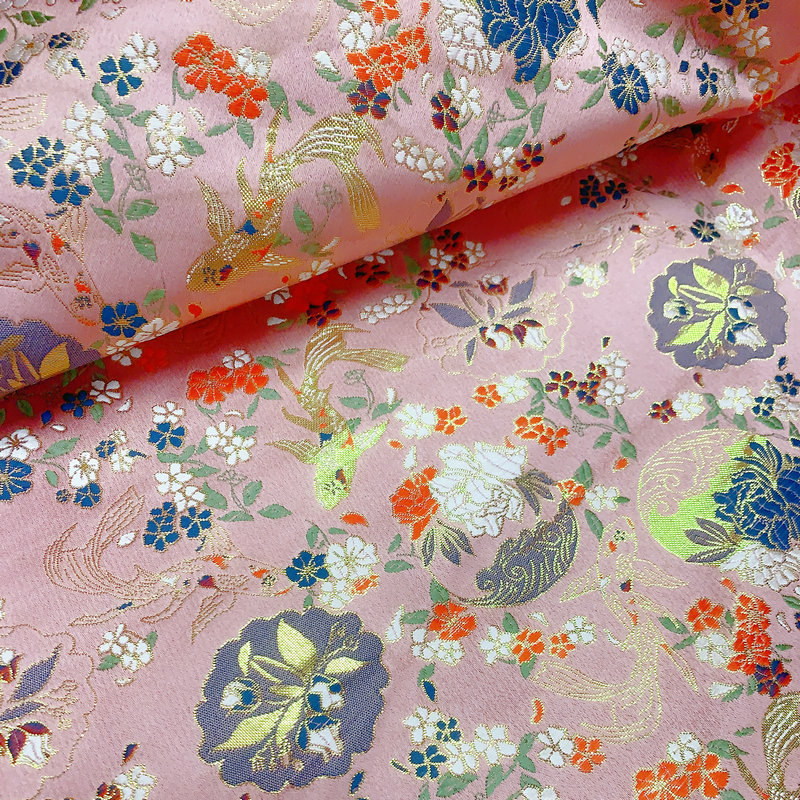 150cm日式金鱼花提花织锦锻面料成人舞台服手工包装饰布料