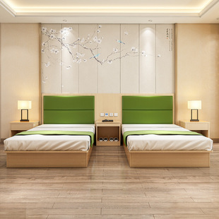 宾馆快捷酒店公寓定制全套家具出租房民宿客房1.2米双人标间床箱