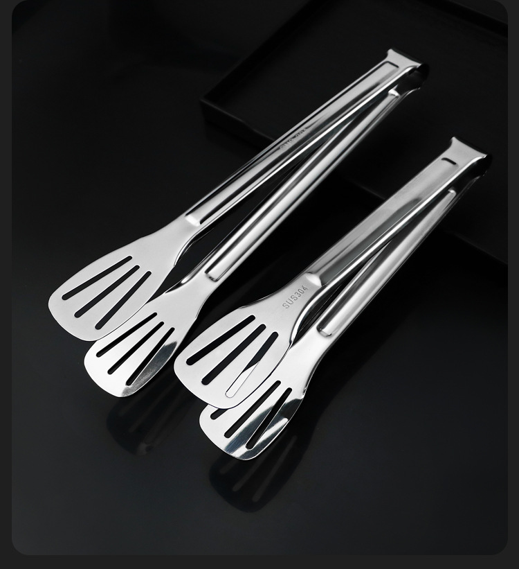 304不锈钢食品夹多用途加厚三线夹烧烤夹子厨房烘焙食物夹面包夹