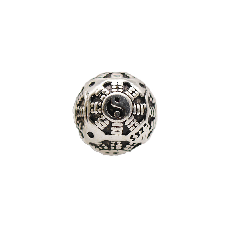 泰银隔珠圆珠太极八卦珠子红绳编绳diy串珠材料s925纯银银饰配件