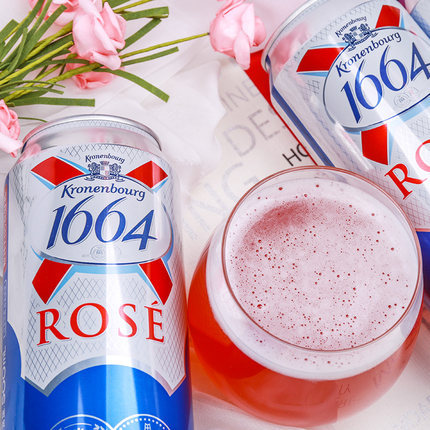 1664桃红果味啤酒500ml*12听 嘉士伯凯旋精酿小麦啤酒玫瑰味