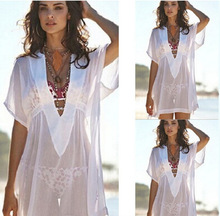 夏季新款欧美外贸流行时尚性感V领透明沙滩防晒衣罩衫女潮