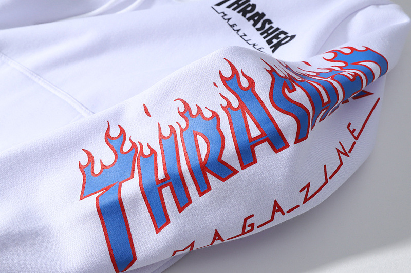 欧美潮牌 thrashers火焰手臂印花百搭加绒宽松男女情侣同款卫衣