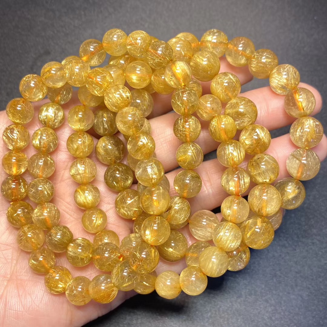 天然金发晶单圈手链 发丝粗晶体剔透高品质 发晶钛晶时尚男女手串